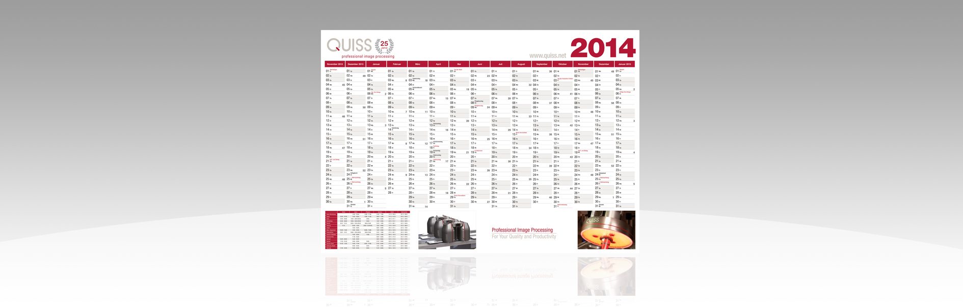 Hier ist der Quiss Wandkalender 2014 abgebildet.